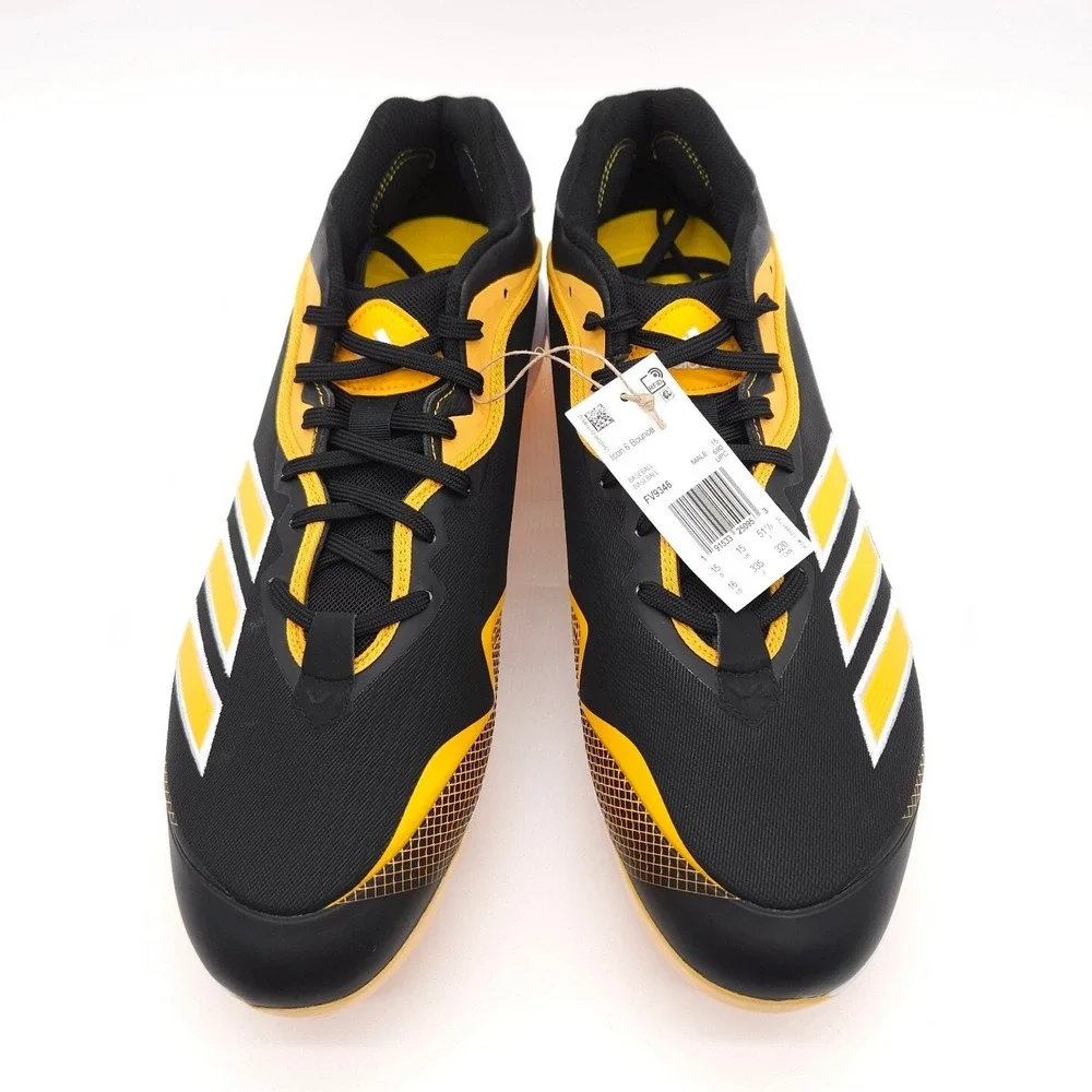 Adidas Men's 16 Black Yellow Icon‎ 6 Bounce Baseball Cleats Metal Spikes Shoes